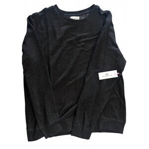 NEW SOL ANGELES men's brush boucle rib sweater top in black